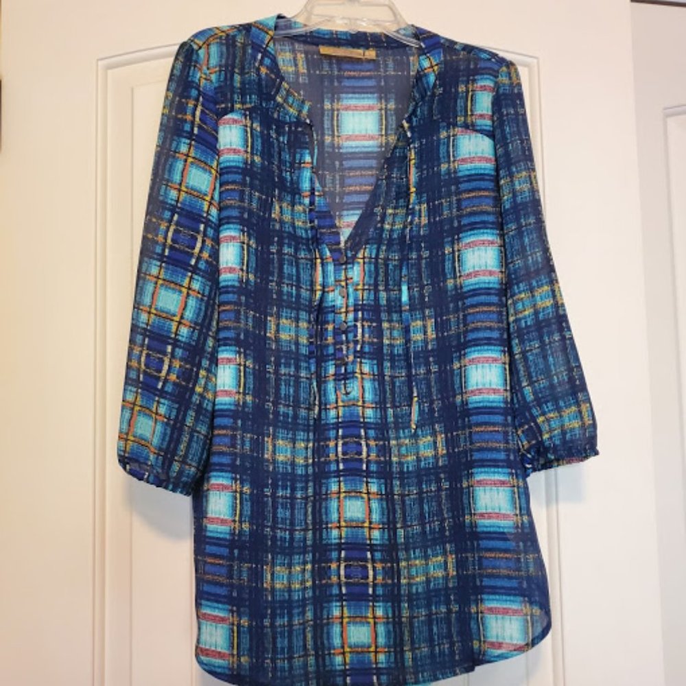 Blue Design Tunic Top